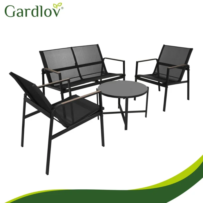 Комплект меблів для балкона Gardlov 4 елементи, чорний - Зображення 15