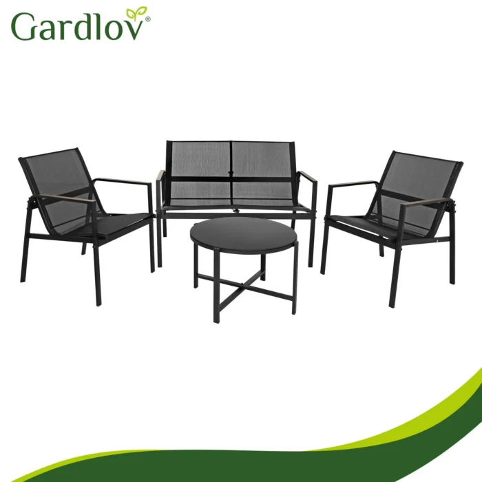 Комплект меблів для балкона Gardlov 4 елементи, чорний - Зображення 17