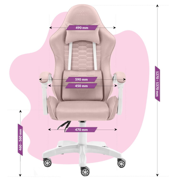 Геймерське крісло Hell's Chair HC-1000 Kids Pink White велюр - Зображення 9