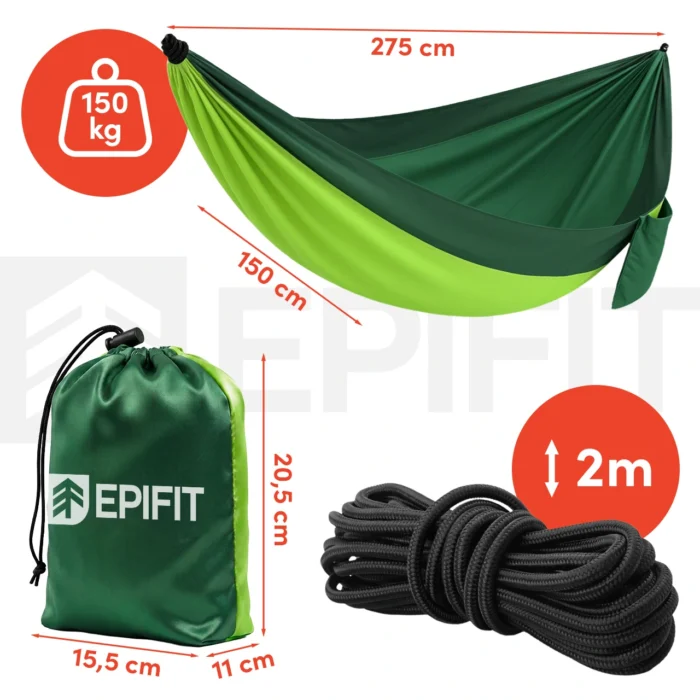 Одномісний гамак EPIFIT CALM275 114260 зелений 275×140см - Зображення 3