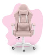 Геймерське крісло Hell's Chair HC-1000 Kids Pink White велюр - Зображення 2