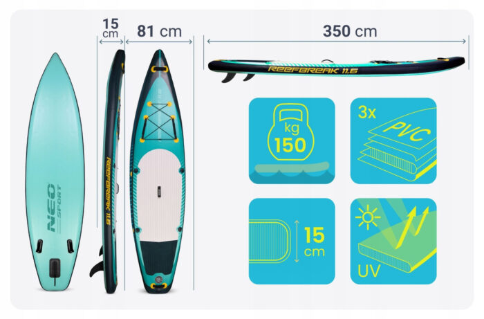 SUP-дошка Neo-Sport Reefbreak 170313, 350 × 81 × 15 см - Зображення 10