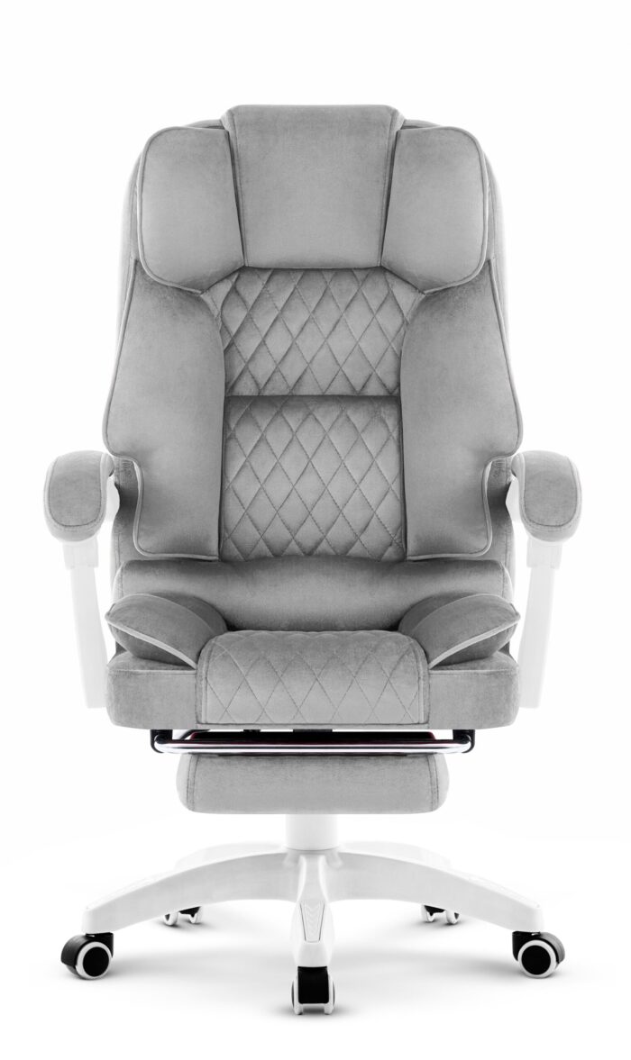 Офісне крісло Hell's Chair HC-1031 Grey White велюрове - Зображення 2