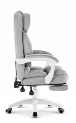 Офісне крісло Hell's Chair HC-1031 Grey White велюрове - Зображення 3