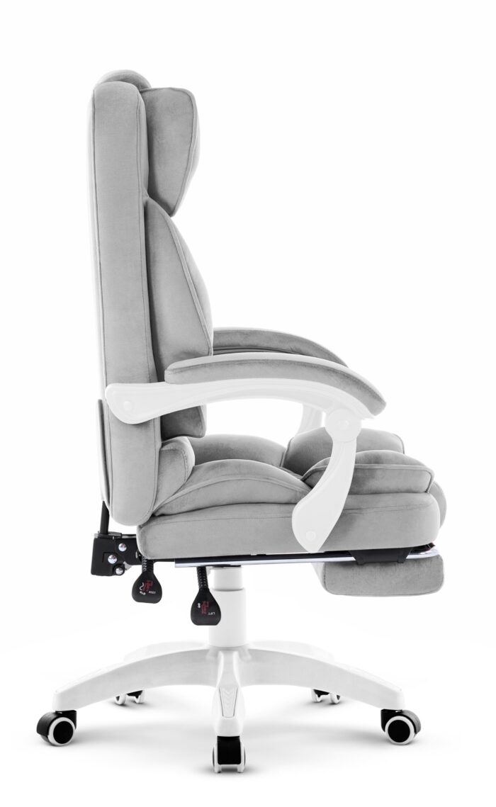 Офісне крісло Hell's Chair HC-1031 Grey White велюрове - Зображення 3