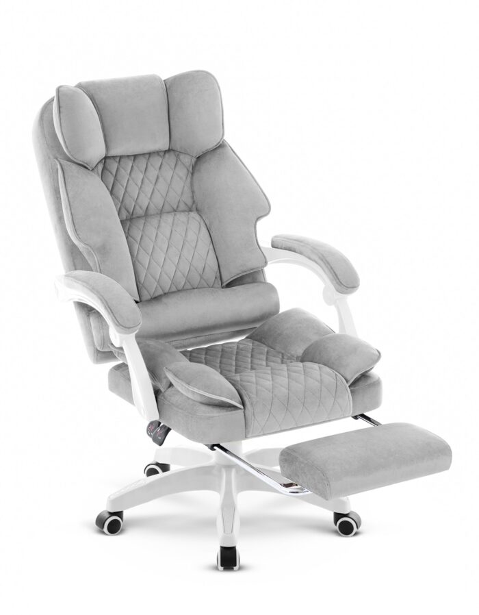 Офісне крісло Hell's Chair HC-1031 Grey White велюрове - Зображення 4