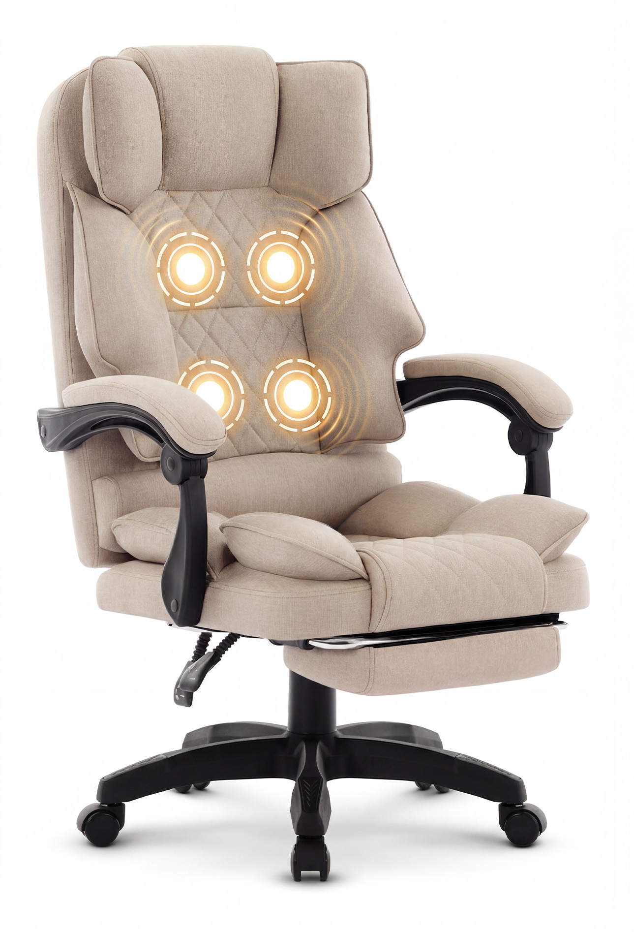 Fotel-biurowy-obrotowy-Hells-Chair-HC-1031-Massage-Edition-Beige-Bezowy-Tkanina Офісне крісло Hell's Chair HC-1031 Massage Edition Beige - Зображення 1