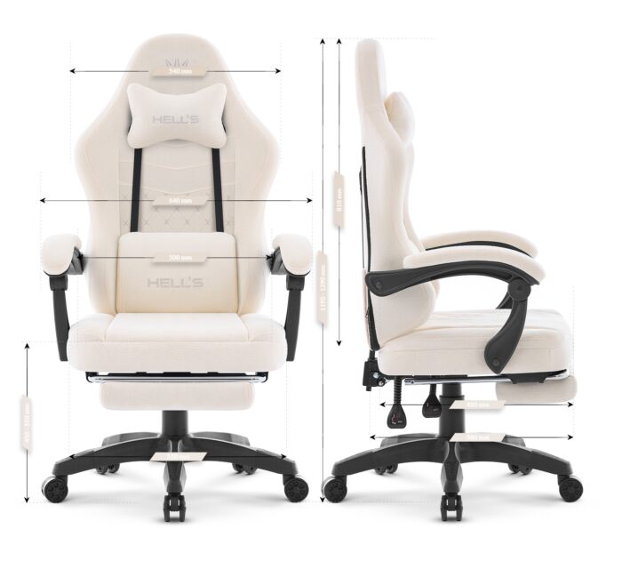 Геймерське крісло Hell's Chair HC-1015 Ecru. кремова тканина - Зображення 10