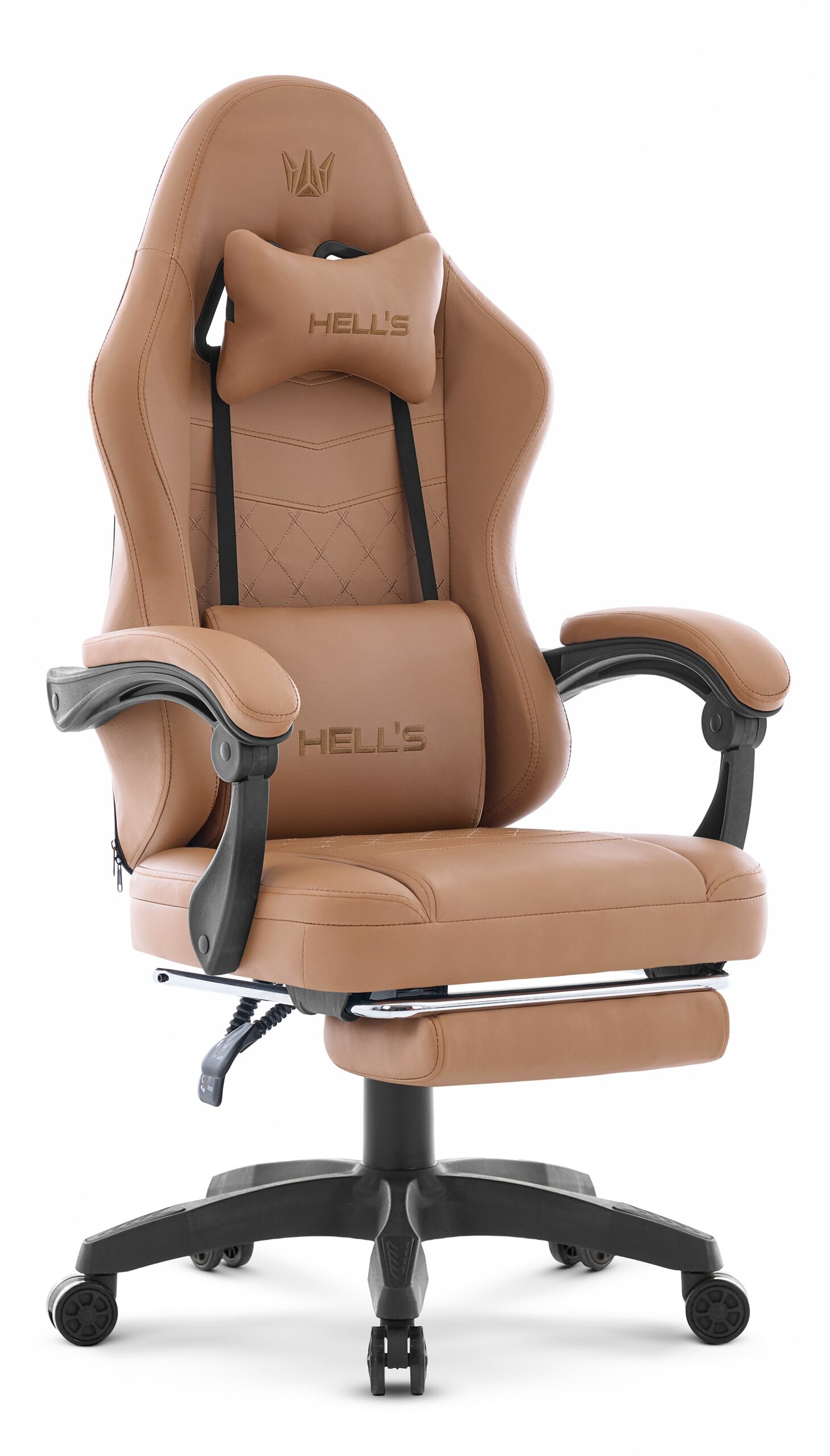 Fotel-gamingowy-Hells-Chair-HC-1015-Light-Brown-Jasny-Brazowy-Ekoskora Геймерське крісло Hell's Chair HC-1015 Light Brown. екошкіра - Зображення 1