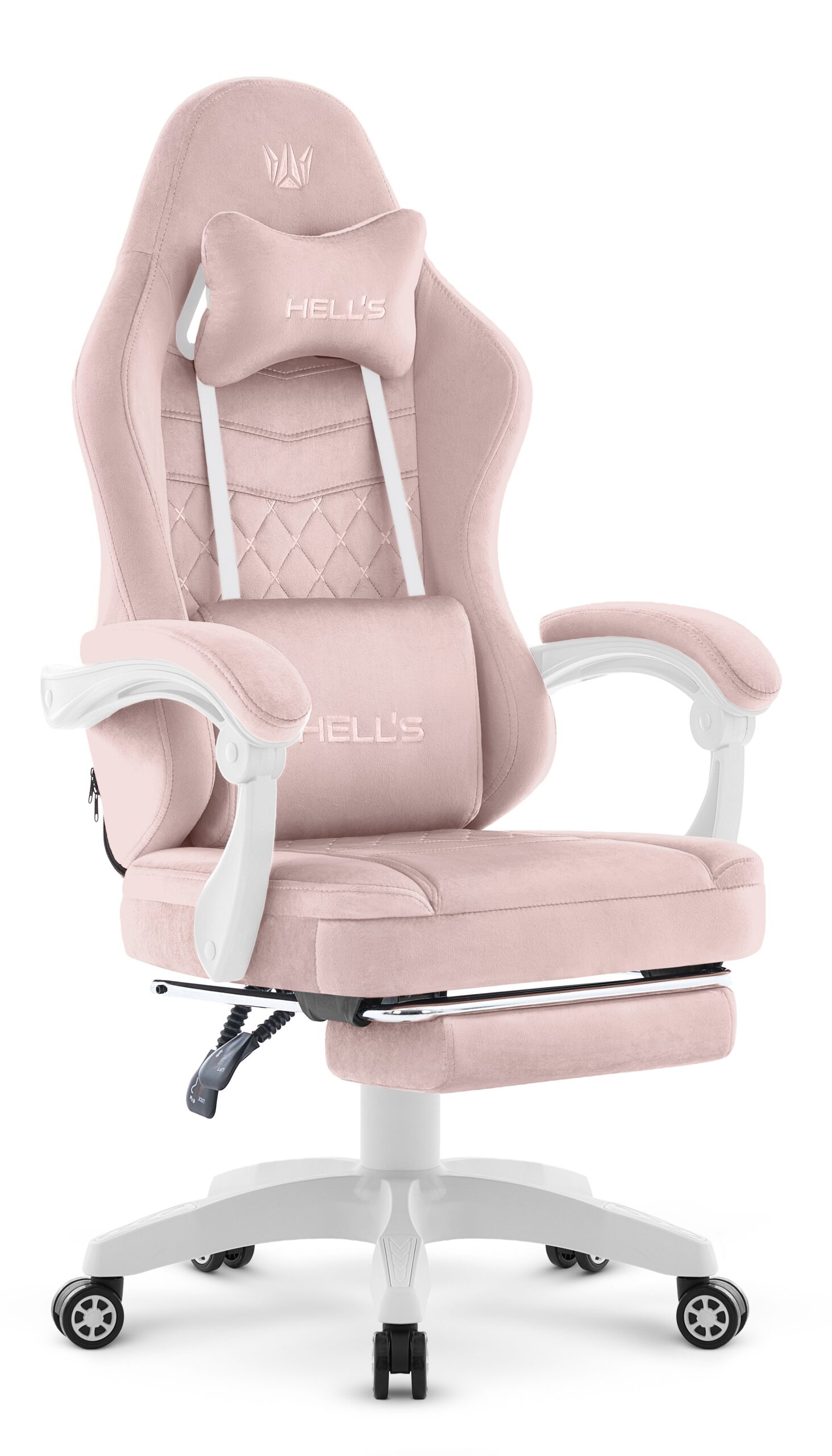 Fotel-gamingowy-Hells-Chair-HC-1015-Pink-Rozowy-Tkanina-Welur Геймерське крісло Hell's Chair HC-1015 Pink. рожевий велюр - Зображення 1