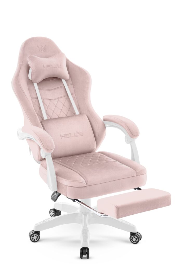 Геймерське крісло Hell's Chair HC-1015 Pink. рожевий велюр - Зображення 5