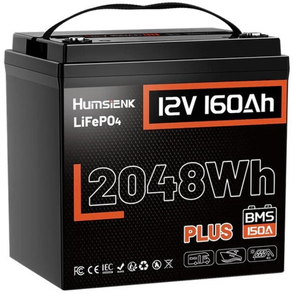 a-7622857210_lifepo4-12v160ah-150a-1000x1000-1 Акумулятор Humsienk LiFePO4 PLUS 160Ah 150A BMS 12V - Зображення 1