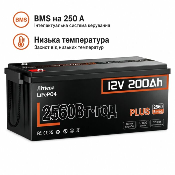 Акумулятор Humsienk LiFePO4 PLUS 200Ah 250A BMS 12V - Зображення 2