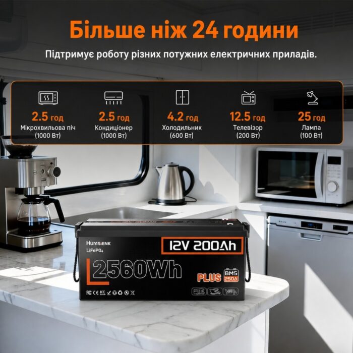 Акумулятор Humsienk LiFePO4 PLUS 200Ah 250A BMS 12V - Зображення 5