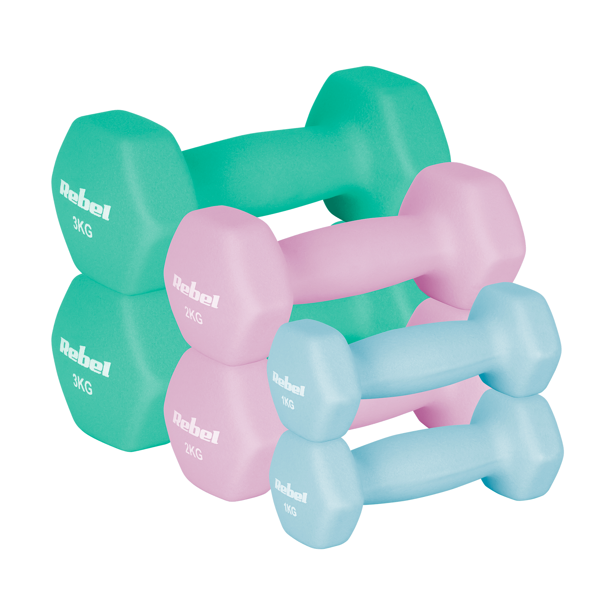 hantelki-zeliwne-neoprenowe-hex-zestaw-12kg-2x1kg-2x2kg-2x3kg-rebel-active-cfceecf7eed347b8a3576892d54593a3-2a2508a1 Набір гантелей HEX REBEL ACTIVE 12 кг (2×1 + 2×2 + 2×3 кг) RBA-2330-S3 - Зображення 1