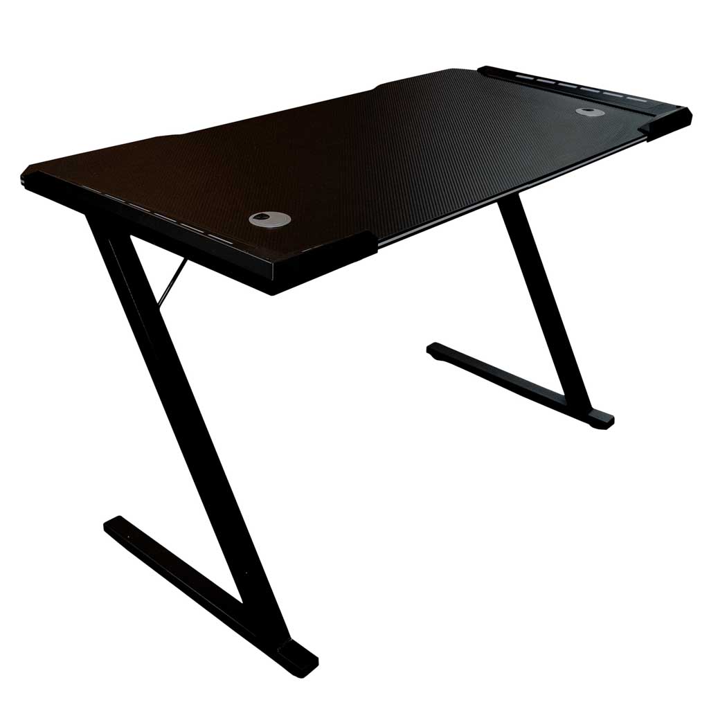Biurko-gamingowe-LED-podswietlenie-RGB-uchwyty-komputerowe-dla-gracza-120x60cm-189941 Ігровий стіл IKONKA KX2639 зі світлодіодним RGB підсвічуванням120x60 см - Зображення 1
