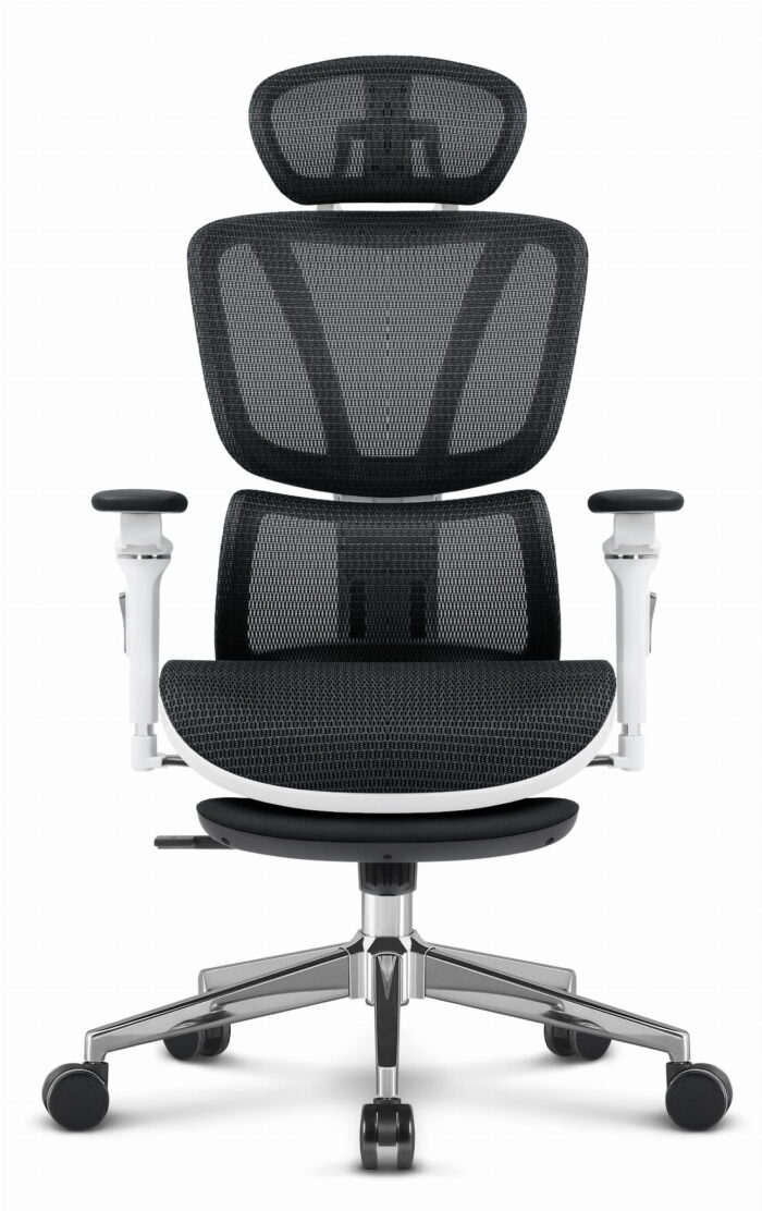 Ергономічне офісне крісло Hell's Chair HC-1044 Black White, сітка MESH Premium - Зображення 2