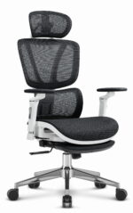 Ергономічне офісне крісло Hell's Chair HC-1044 Black White, сітка MESH Premium