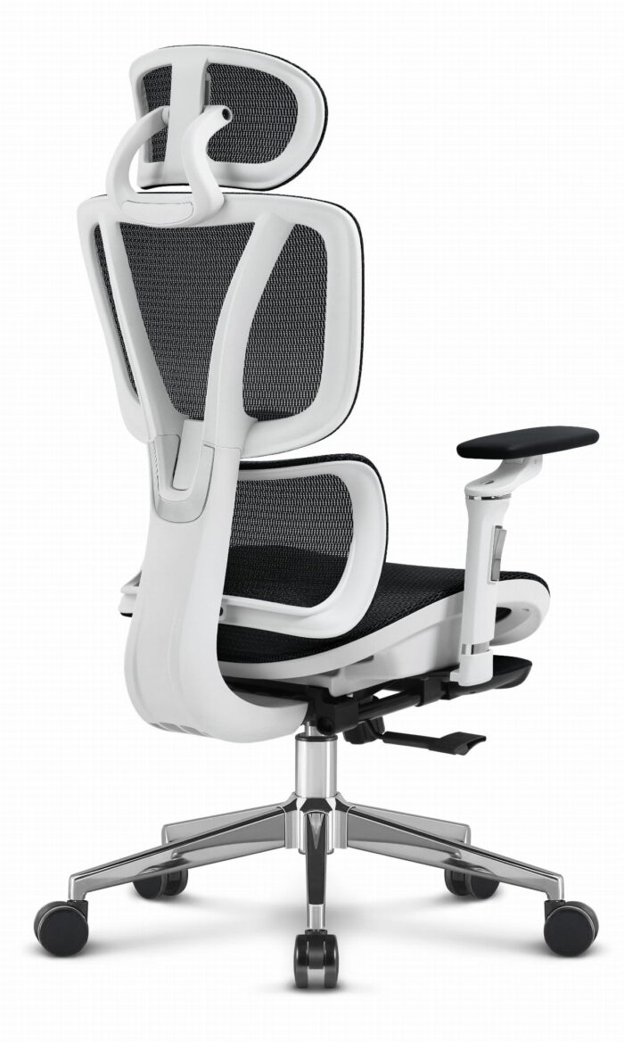 Ергономічне офісне крісло Hell's Chair HC-1044 Black White, сітка MESH Premium - Зображення 5
