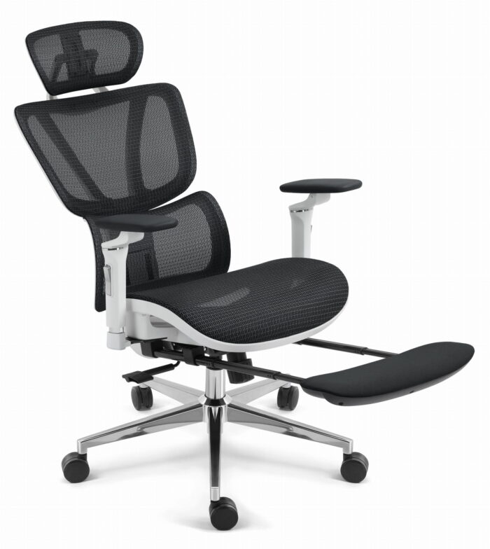 Ергономічне офісне крісло Hell's Chair HC-1044 Black White, сітка MESH Premium - Зображення 6