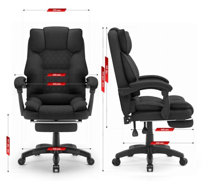 Офісне крісло Hell's Chair HC-1031 Massage Edition Black тканина - Зображення 8