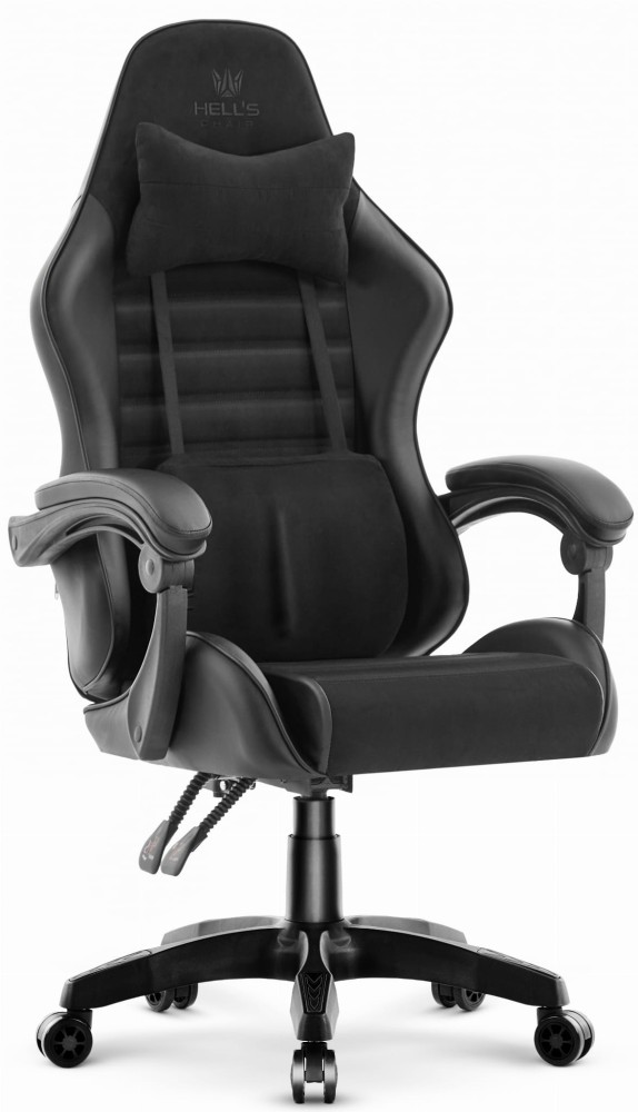 Fotel-gamingowy-Hells-Chair-HC-1003-2.0-Czarny-Black-Ekoskora-i-Tkanina Ігрове крісло Hell's Chair HC-1003 2.0 Black. тканина. екошкіра - Зображення 1