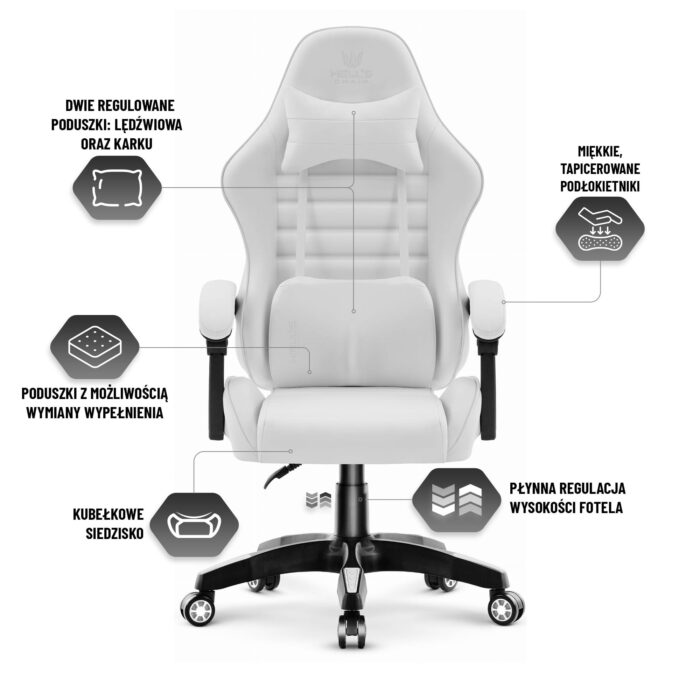 Ігрове крісло Hell's Chair HC-1003 2.0 White екошкіра - Зображення 5