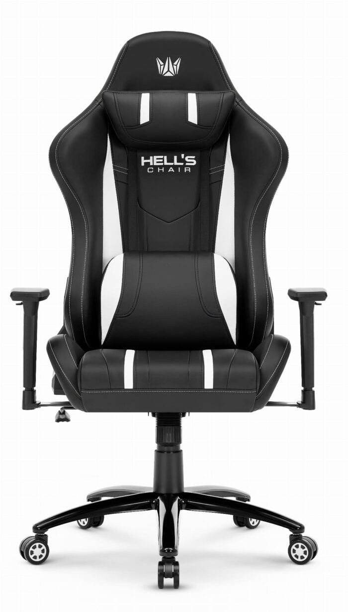 Геймерське крісло Hell's Chair HC-1013 Чорно-біле Екошкіра - Зображення 2