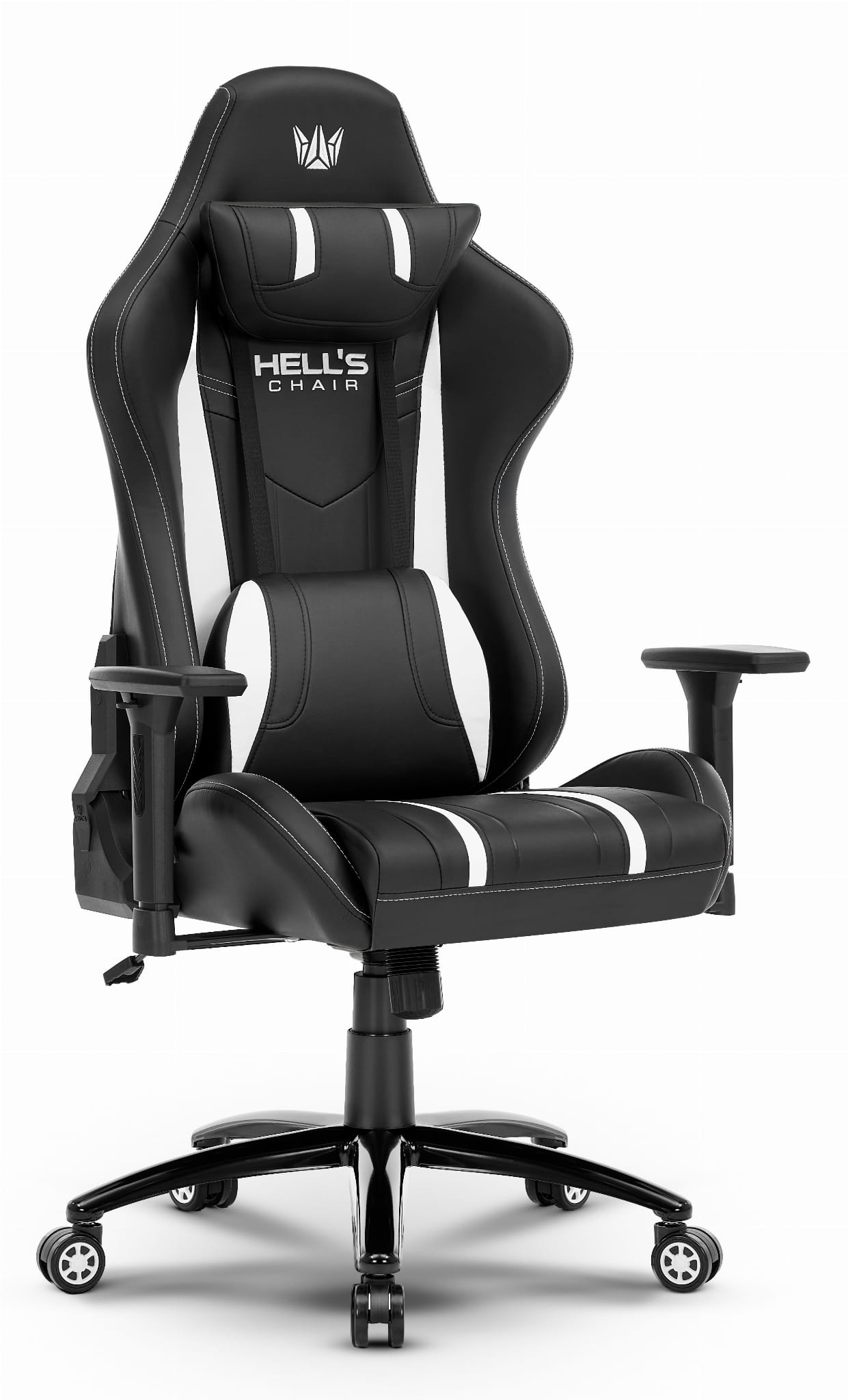 Fotel-gamingowy-Hells-Chair-HC-1013-Black-White-Czarny-Bialy-Ekoskora Геймерське крісло Hell's Chair HC-1013 Чорно-біле Екошкіра - Зображення 1