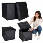 Пуф складаний IKONKA KX2718_1з місцем для зберігання чорний 38X38X36 см