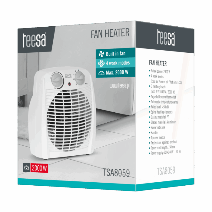 Електричний тепловентилятор Teesa TSA8059 2000 Вт - Зображення 5