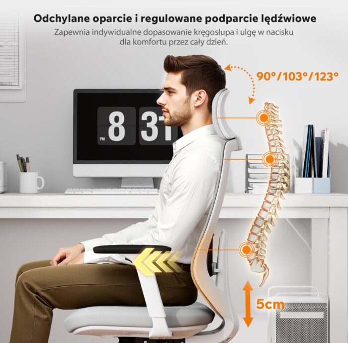 Офісне крісло для персоналу Sense7 Nakai White/Gray - Зображення 3