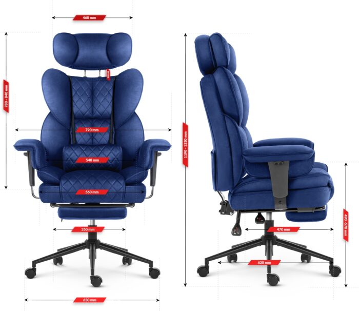 Офісне крісло Hell's Chair HC-1037 Dark blue оксамит - Зображення 5
