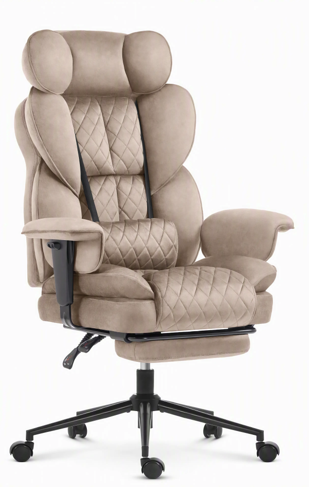 Fotel-biurowy-ergonomiczny-obrotowy-Hells-Chair-HC-1037-Taupe-Tkanina-Welurowa Офісне крісло Hell's Chair HC-1037 Taupe оксамит - Зображення 1