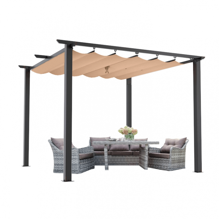 pergola-3x3-rama-grafit-poszycie-bezowe-9ff74993b2e24450bd02d534d210138b-76314bd6 Садова альтанка Пергола Ekspand PER-3X3-Graphite/Beige - Зображення 1